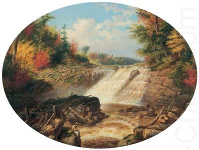 Cornelius Krieghoff A Jam of Saw Logs on the Upper Fall in the Little Shawanagan River [Sic] - 20 Miles Above Three Rivers, china oil painting image